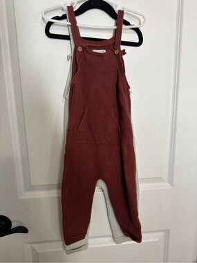 Unbranded Kids Rust Knit Overalls One-Piece Bodysuit
